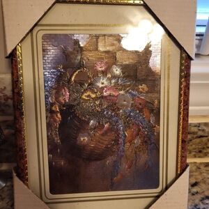 Floral Foil 8 X 6 Inch Basket Wall Art